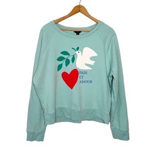 J. Crew | Paix Et Amour Dove Heart Sweatshirt